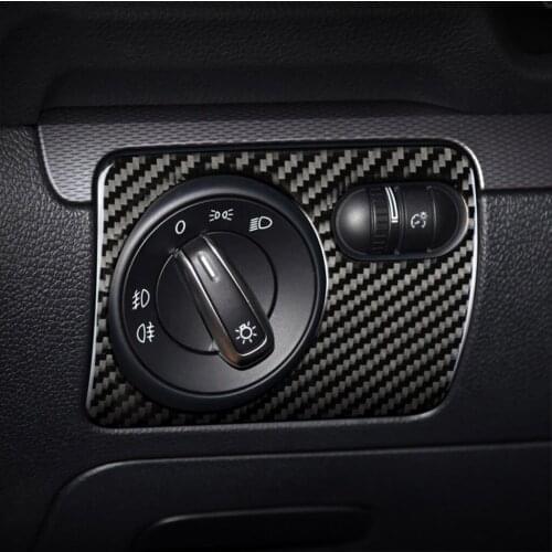 10 Pcs Carbon Fiber Interior Air Outlet Door Bowl Center Console Headlight Decal Trim Stickers for Volkswagen Golf 6 2008-2013