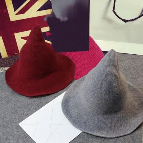 2020 High Quality Halloween Witch Hat Woolen Women Lady Made From Fashionable Sheep Wool Halloween Party Hat Festival Party Hat
