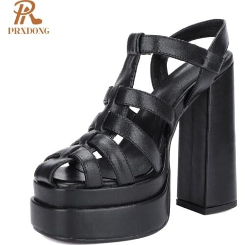 2021 Summer High Heels Womens Sandals Thick Platform Sandals Buckle Strap Casual Rome Style Womens Shoes Female Black White