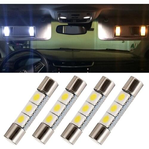4x 29mm 6614F/6641/6614/F30-WHP/TS-14V1CP LED Interior Bulbs For Car Sun Visor Vanity Mirror Lights Replacement Halogen bulb