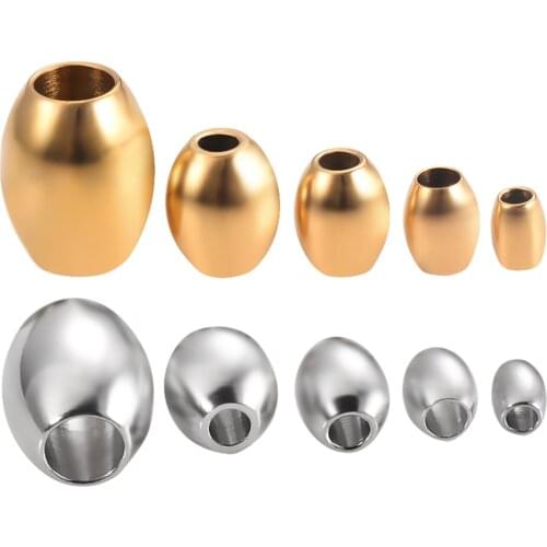 50Pcs/Lot Stainless Steel Oval Spacer Bead Metal Loose Beads DIY Bracelet Necklace Jewelry Making Accessories Findings