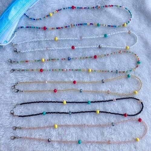 6 Colors New Boho Colorful Beads Anti-lost Face Cover Lanyard Adjustable Mask Chain Necklaces Strap Holder for Women Kids Safety