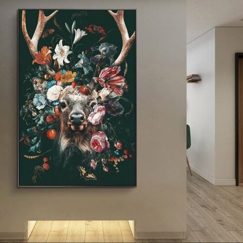 5D Diy Diamond Painting Modern Animal Deer Flower Diamond Embroidery Cross Stitch Kit Mosaic Artist Home Decoration