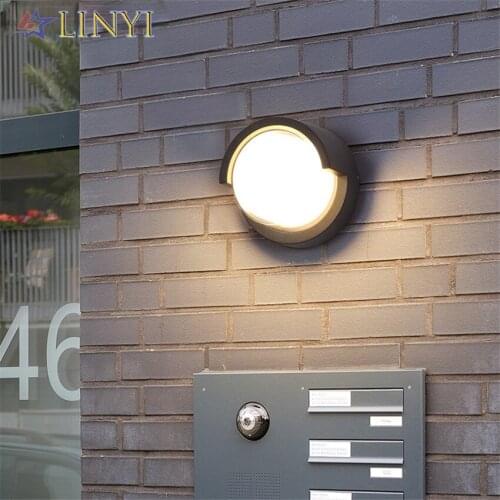 Aluminum LED Outdoor Waterproof Wall Light Round LED Garden Wall Lamp Aisle Light Exterior Wall Balcony Corridor Lighting 3000K
