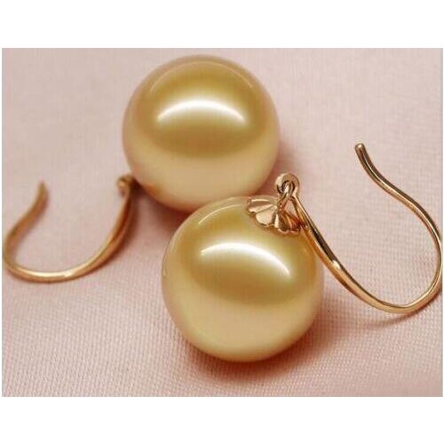 Free shipping Details about natural huge 10-11mm AAA++south sea round gold pearl dangle earrings 14k