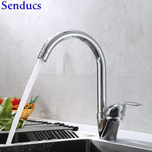 Free shipping Top quality polished chrome kitchen mixer tap for hot cold solid brass kitchen sink water mixer tap