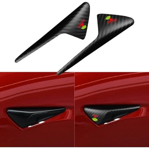 2Pcs Side Camera Trim Rainproof Self-adhesive Carbon Fiber Black Side Camera Protection for Tesla Model 3 X S 2018 2019 2020