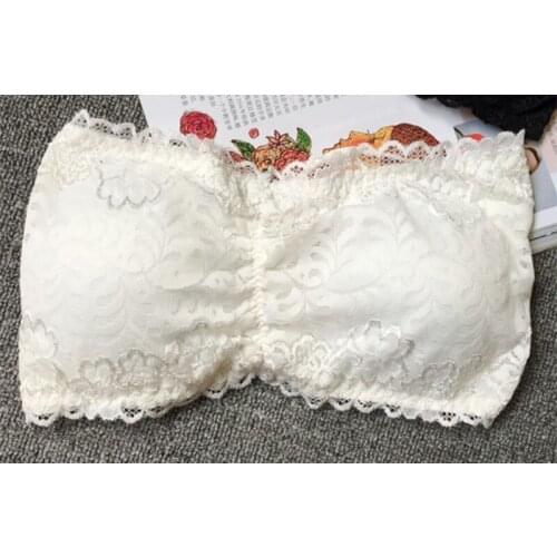 Newly Summer Sexy Women Slim Thin Lace Strapless Bra Solid Comfortable Padded Brassiere Wrapped Chest DOD886