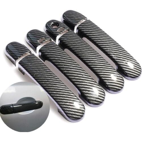 For Nissan March Micra K12 2003 - 2010 Nissan CUBE Z11 2002 -2008 Livina 2007 -2013 Chrome Carbon Fiber Car Door Handle Covers