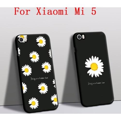 Funda For Xiaomi Mi 5 case Silicone mi5 Protector Daisy Flower XM Rose Mobile phone cover For Xiaomi mi 5 back Cover Black Shell
