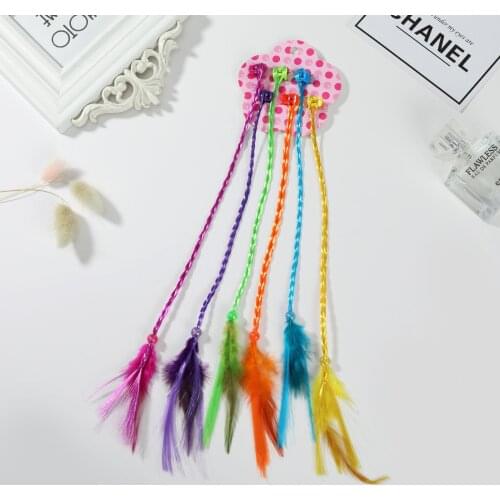 Childrens Colorful Wig Twist Braid Festival Performance With Feather Braid Grab Accessories Hair Accessories Hair Substitute