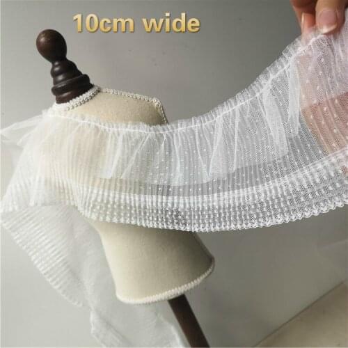 Double-layer Tulle Wavelet Point Pleated Trend Lace Fabric DIY Ladies' Clothing Leader Collar Material Fashion Skirt Trim Decor
