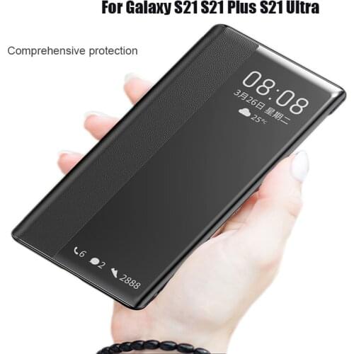 Smart View Flip Case For Samsung Galaxy S21 Ultra Cases Leather Auto Sleep Wake Up Covers Samsung S21 Plus S 21 Fundas Bumper