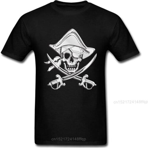 Pirate Skull T-shirt Men Punk Style Tshirt Heavy Metal Crossbones T Shirts Newest Summer/Autumn Tops & Tees 100% Cotton Clothes
