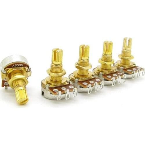 Guitar Potentiometer o Volume&Tone Pots Switch Control A500k Split Shaft Taper Potentiometers Gold Pack Of 5
