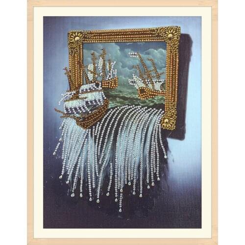 Sea Boat Diamond Painting Cross Stitch Partial Drill Diamond Mosaic Picture Of Rhinestones Home Decor 30 x 40 cm