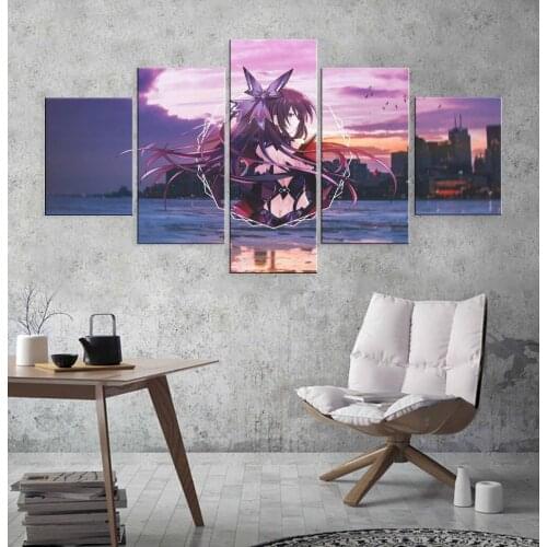 Canvas Painting HD Prints Frame Home Decoration 5 Pieces Anime Modular Yatogami Tohka Date A Live Pictures Artwork Poster