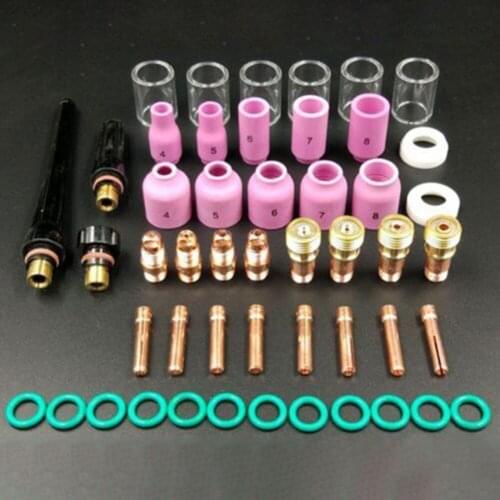 49pcs Parts Welding Torch Kit Argon Arc Practical Accessories Easy Use Gas Lens+#10 Pyrex Glass Cup For WP TIG 17/18/26
