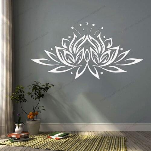 Lotus Flower Plant Sign Vinyl Art Wall Sticker Creative Design Removable Wall Decals For Living Room Decor CX600