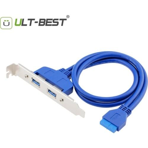 50cm USB3.0 PCI-E Rear Panel Bracket Motherboard Mainboard 20pin to Dual Port USB 3.0 Hub Adapter Cable