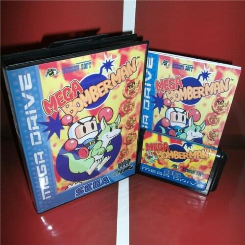 Mega Bomberman EU Cover with Box and Manual For Sega Megadrive Genesis Video Game Console 16 bit MD card