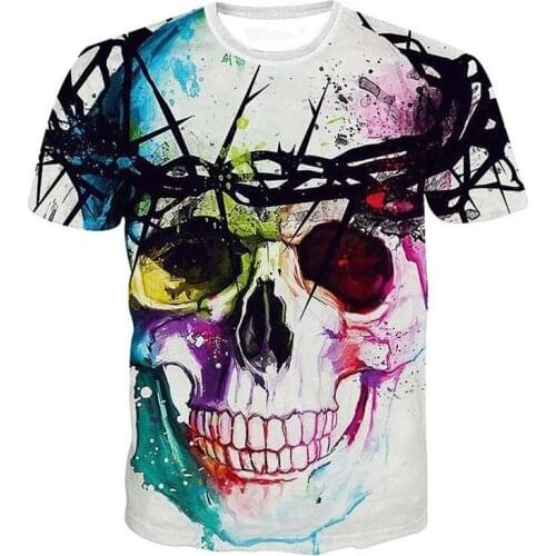 Fashion Cool Hip Hop Skull Printed Funny 3d T Shirts Summer T-shirt Short Sleeve Men Women 3D T-shirts Tee Shirt Sweatshirt Tops