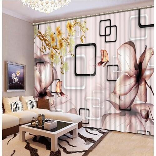 Fashion flower curtains Window Blackout Luxury 3D Curtains set For Bed room Living room Office Hotel Home Wall Decorative