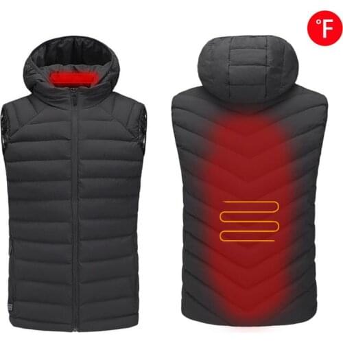 2018 Men Outdoor USB Infrared Heating Vest Hooded Jacket Winter Electric Thermal Waistcoat For Sports Hiking Vest Clothing