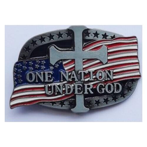 One Nation Under God Us Flag Belt Buckle SW-BY910 suitable for 4cm wideth snap on belt with continous stock