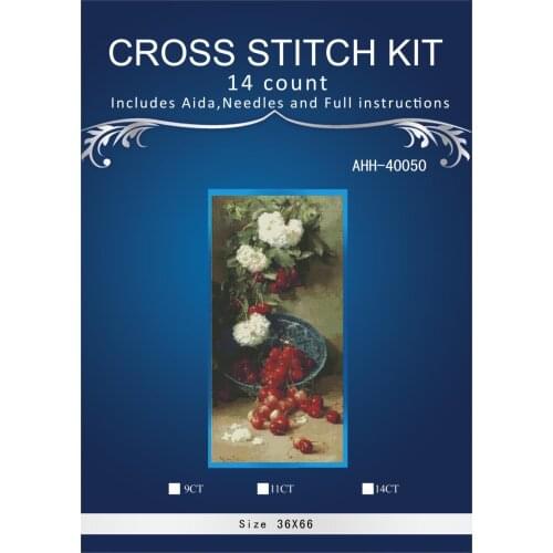 Oneroom red flowers vase Scenery Embroidery Needlework Crafts 14CT Unprinted DMC DIY Quality Cross Stitch Kits Handmade