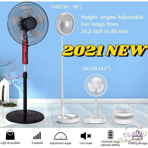 Original Portable Carring+USB Rechargeable+Folding Telescopic Mini Desktop Fan Floor Stand Pedestal Air Cooler Camping Home Fan