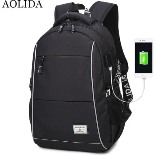 AOLIDA 2019 Casual USB Backpacks Men Canvas Bolsa Mochila Travel Large Capacity Rucksacks Men School Bags For Teenagers Laptop