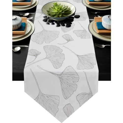 Ginkgo Leaves Texture Pink Table Runner Modern Table Flag Home Party Country Wedding Decoration Tablecloth Table Runners