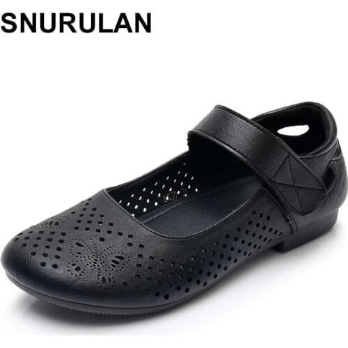 SNURULANSummer fashion women leather shoes woman loafers slip On casual flats shoes Ladies Comfortable Beach Outdoor Women Shoes