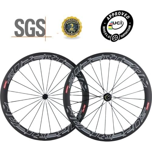 SUPERTEAM Factory Store 700C Carbon Wheels Road Bicycle Wheelset 50mm Clincher Bike 3k Matte Basalt Brake