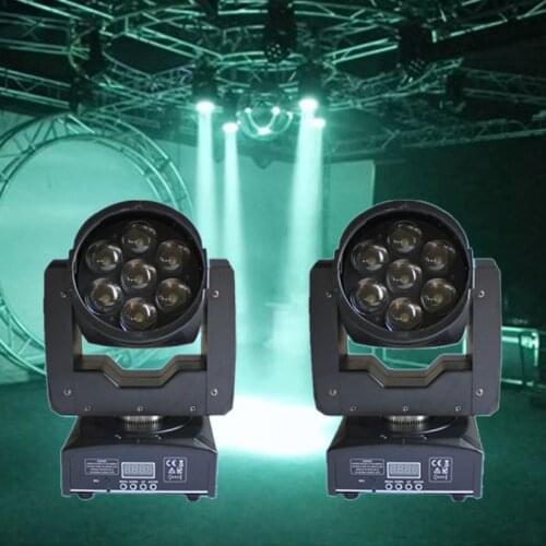 2 Pieces LED Zoom Wash Light 7*12W RGBW 4in1 Wash/Beam Moving Head Lights Professional DMX512 DJ Party Show Stage Lighting