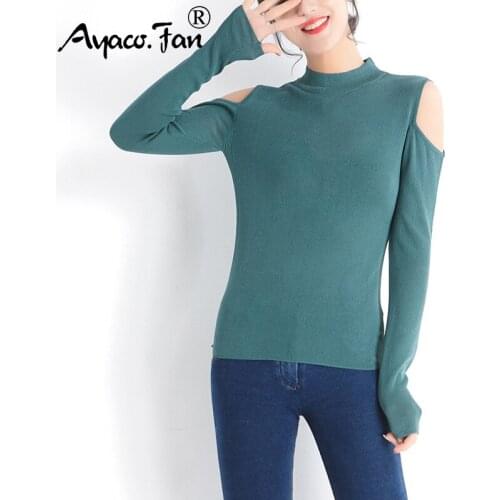 Off Shoulder Long Sleeve Knitwear 2019 Spring Autumn New Sexy Bodycon Solid Women Sweaters Casual Lady Slim Pullovers Femme