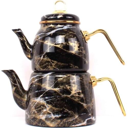 Turkish Tea Elite Class Enamel Teapot Gold Gilt Pattern Decorative Teapot Turkish Russian Arabic Moroccan British Teapot Sets