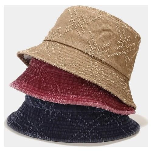 Outdoor Beach Fisherman Cap New Fashion Washed Denim Bucket Hat Cotton Jean Cowboy Hole Sun Hats Folding Double Side Fishing Ha