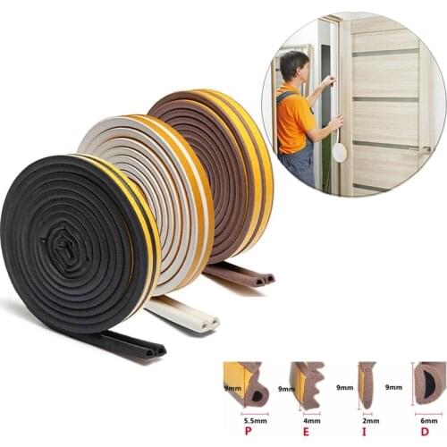 10metre Seal Strip Self-Adhesive D P E I Type Doors Windows Foam Soundproofing Collision Avoidance Rubber Sealing Strips Sticker