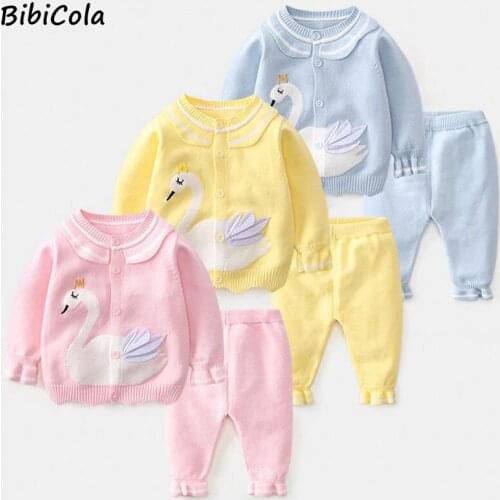 Spring&Autumn Baby Girl/Boy Set Wool Knitted Cotton Sweater Clothing Sets Infant Warm Cardigan Jacket Pants Suit Toddler Clothes