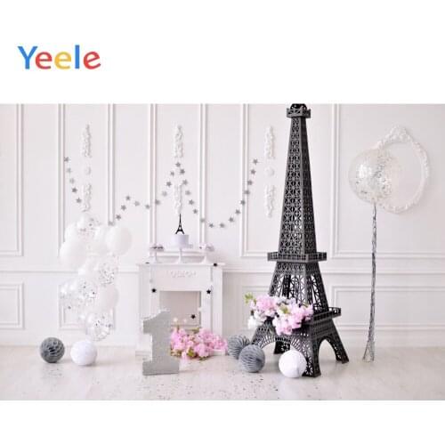 Baby Room Interior Balloon Eiffel Tower Baby 1st Birthday Backdrop Vinyl Photography Background For Photo Studio Photophone Prop
