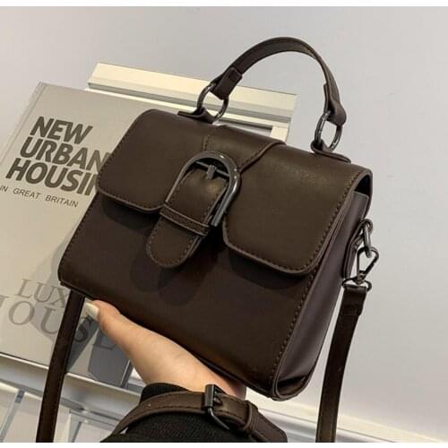 Vintage Square Tote bag 2021 Fashion New High-quality PU Leather Womens Designer Handbag Lock Shoulder Messenger Bag Purses
