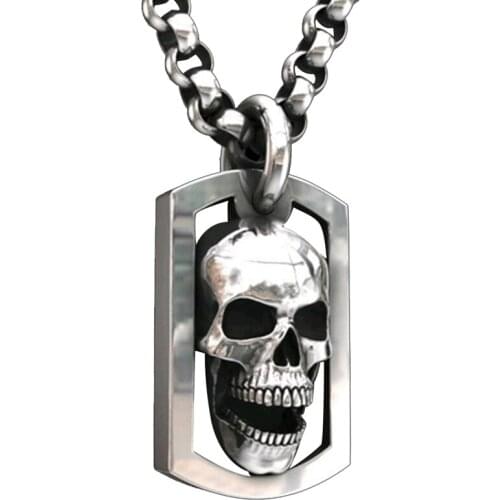 Vintage Hip Hop Skull Pendant Necklace Punk Gothic Mens Pendant Necklace Jewelry Gifts