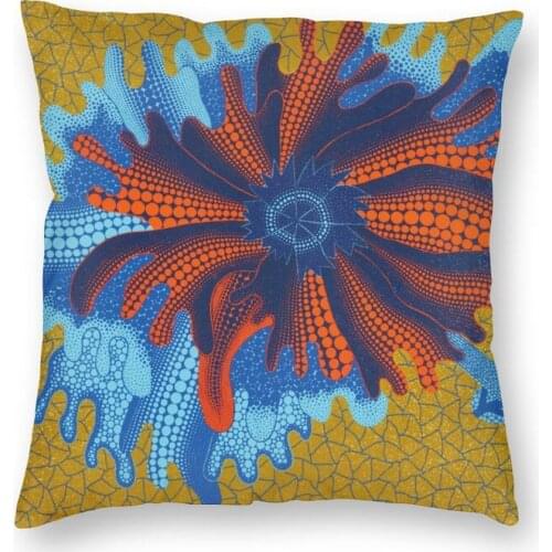 Vibrant Yayoi Kusama Flower B Square Throw Pillow Cover Decoration 3D Printed Red Blue Art Print Cushion Cover for Sofa