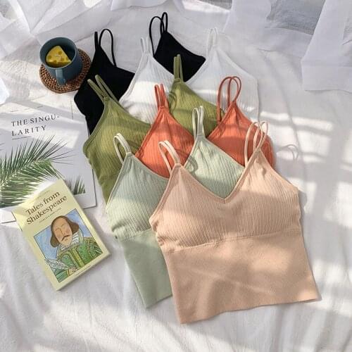 Sleeveless Sexy Beauty Back Hollow Women Tank Top Crop Padded Bra Wire Free Elastic Vest Camisole Seamless Women Streetwear 2020