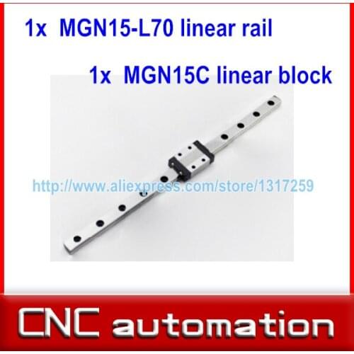 1pc 15mm width 70mm MGN15 linear guide rail + 1pc MGN MGN15C Blocks carriage CNC