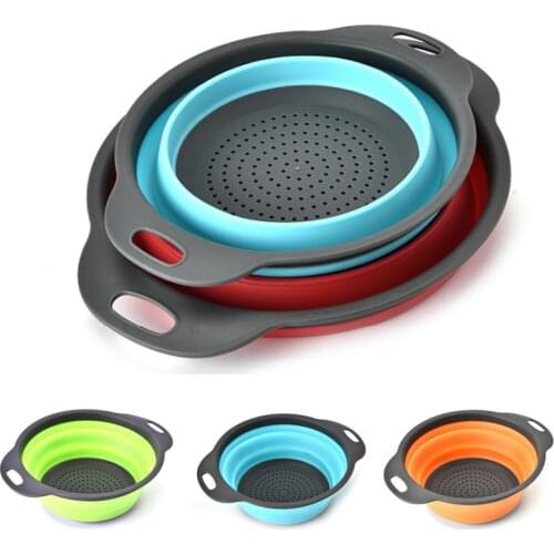 1 Pcs Foldable Home Dining Basket Strainer Collapsible Drainer Silicone Colander Kitchen Tools Gadget
