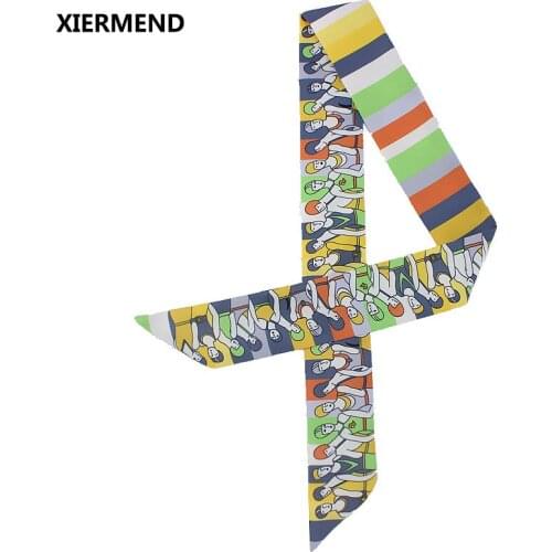 2018 Silk scarf Lady of France style scarf female tied bag handle ribbon headband shawl scarf head skinny scarves