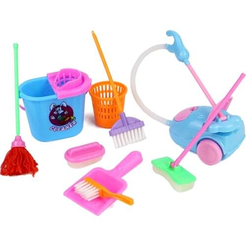 2019 New 9 Pcs/Set Kid Pretend Play Mini Housekeeping Tools Kitchen Home Cleaning Broom Brush Toy